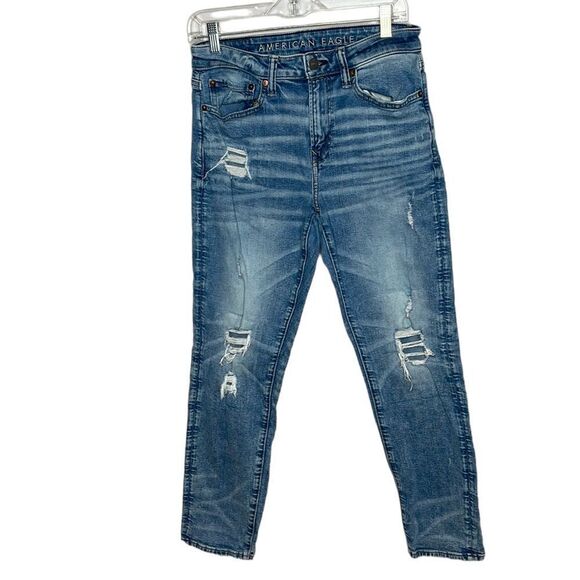 American Eagle Men’s Airflex light/Medium Washed Distressed Jeans size 29X30. - Picture 1 of 10